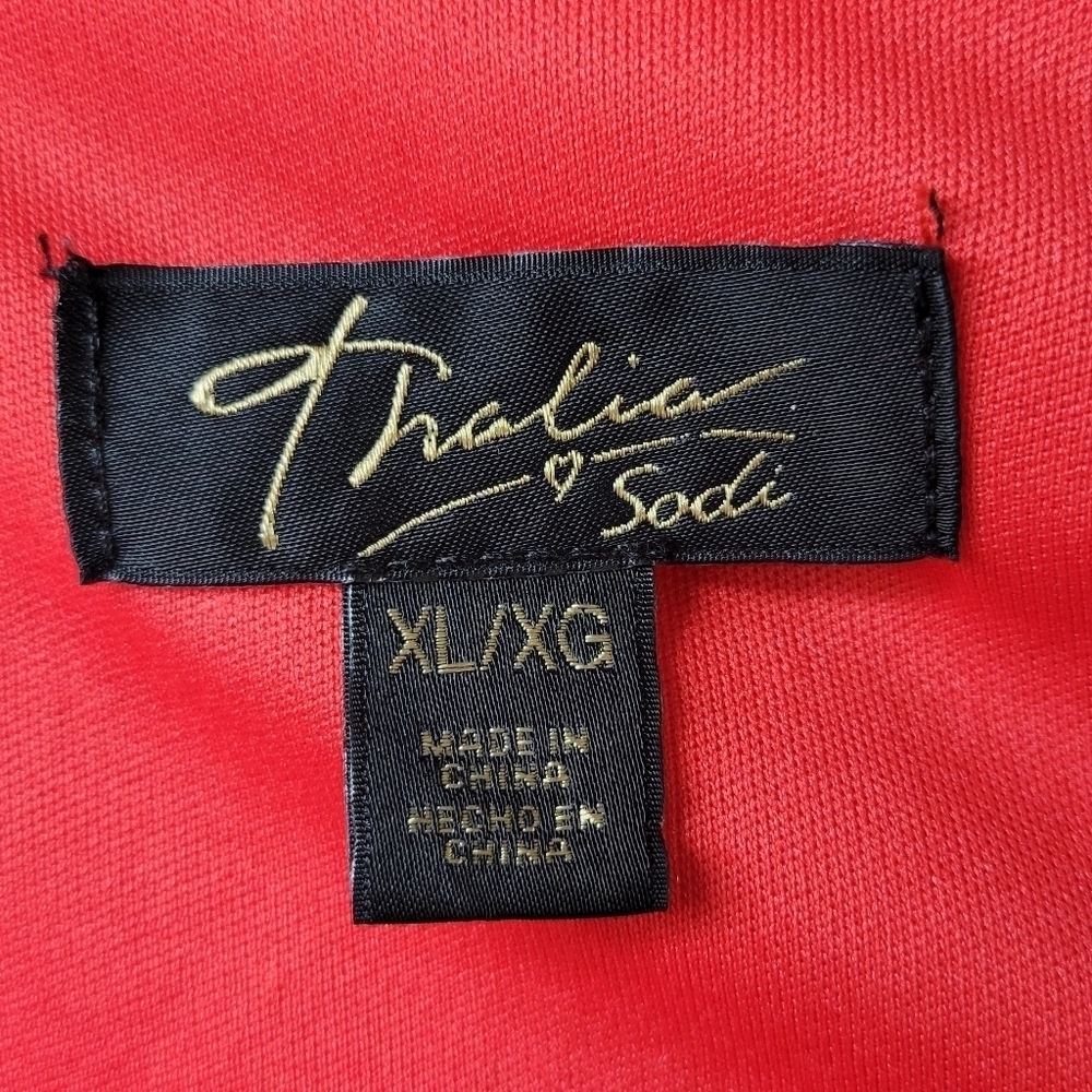 Thalia Sodi Eyelet Dress XL Red Hibiscus Bloom Spaghetti Straps Back Zip New - Picture 6 of 10